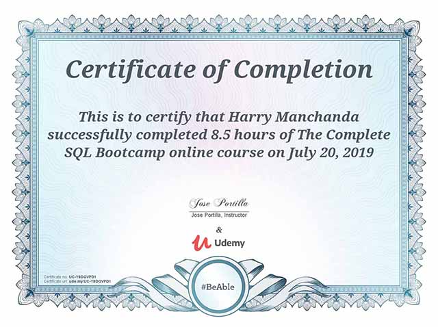 The Complete SQL (PostgreSQL) Bootcamp